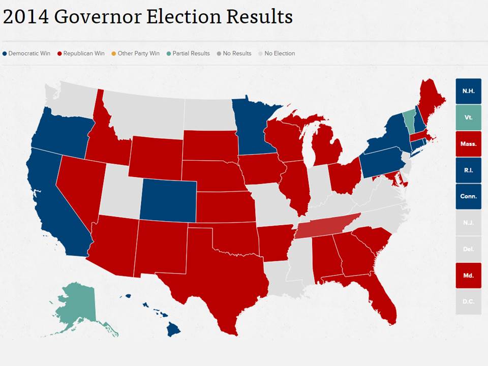 2014 Governor Election Results, from www.politico.com